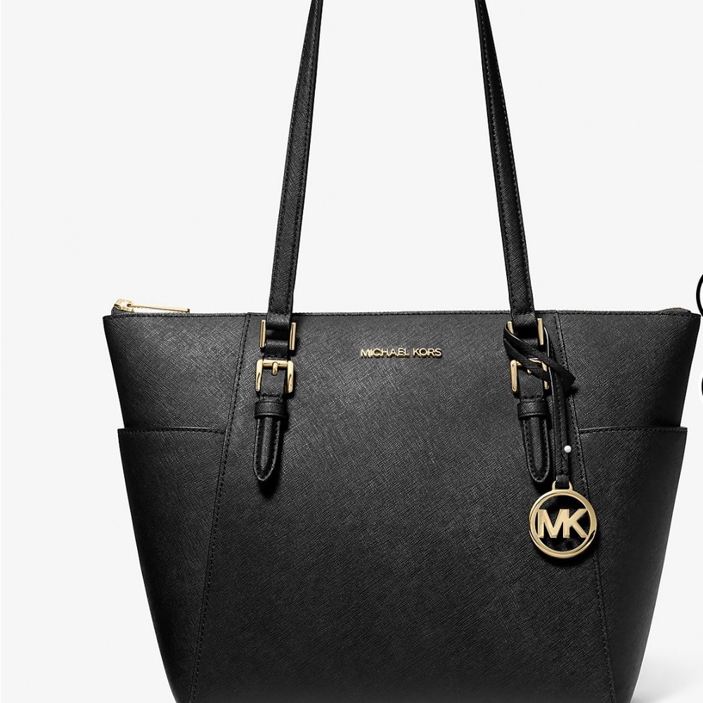 Michael Kors Black Tote with Gold Accents